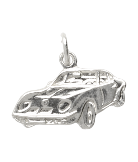 Zilveren Sportauto vlak ketting hanger