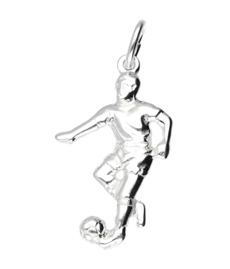 Zilveren Voetballer ketting hanger - groot