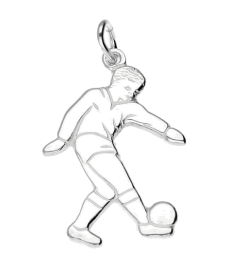 Silver Footballer Necklace Pendant - Flat