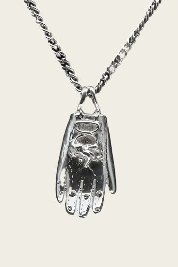 Zilveren Kaats handschoen ketting hanger