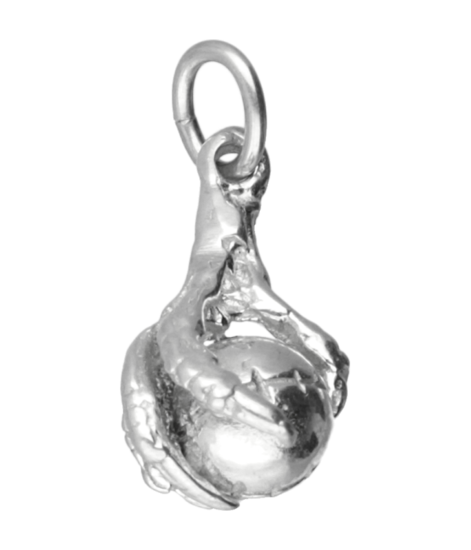 Zilveren Klauw met kaatsbal klein ketting hanger