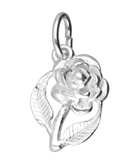 Zilveren Roos ketting hanger