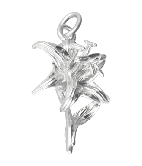 Zilveren Lelie ketting hanger