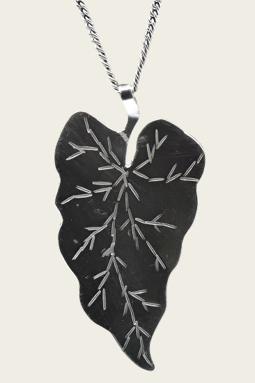 Zilveren Wingerd blad ketting hanger - groot