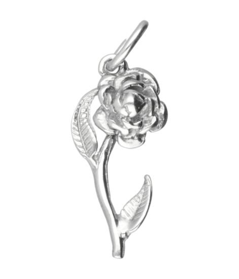 Zilveren Roosje ketting hanger