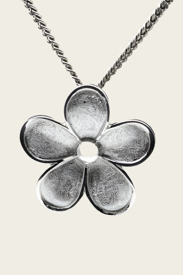 Zilveren Bloem mat-glans ketting hanger