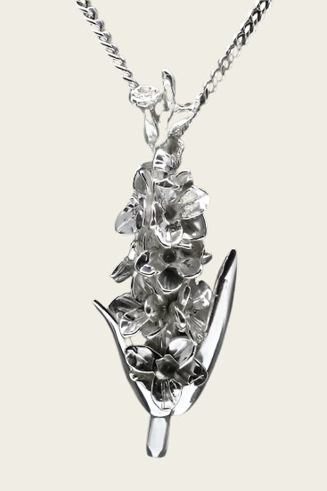 Zilveren Orchidee ketting hanger