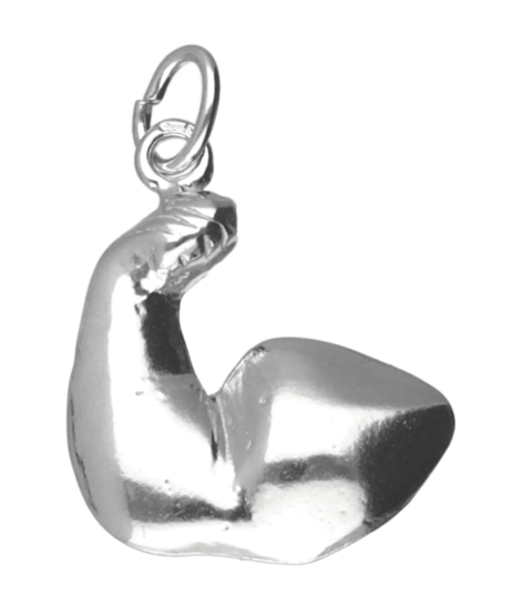 Zilveren Bodybuilder ketting hanger - sterke arm