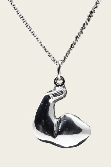 Zilveren Bodybuilder ketting hanger - sterke arm