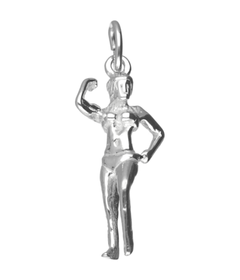 Zilveren Bodybuildster ketting hanger