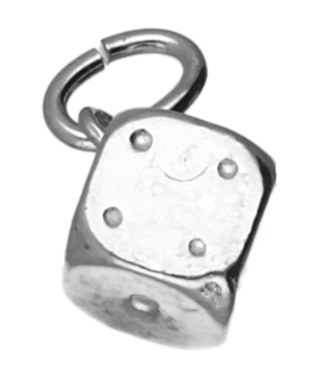Zilveren Dobbelsteen ketting hanger - middel