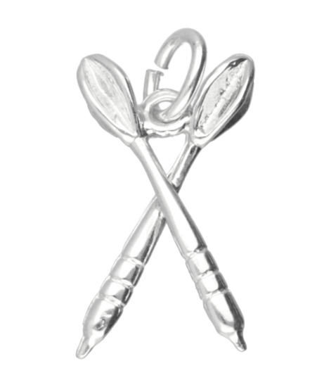 Zilveren Dartpijlen gekruist klein ketting hanger
