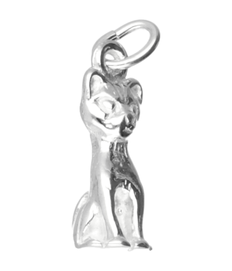 Zilveren Poes ketting hanger - zittend