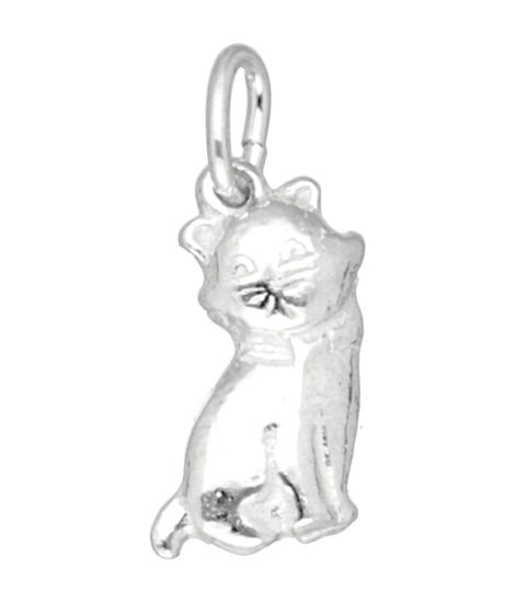 Zilveren Poes ketting hanger - 2