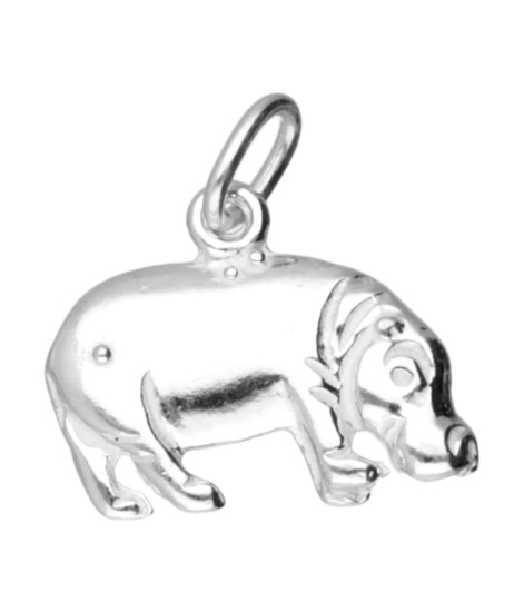 Zilveren Nijlpaard ketting hanger