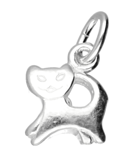 Zilveren Poesje ketting hanger