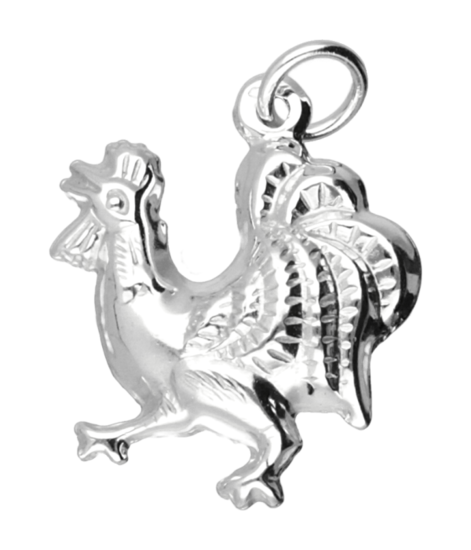 Zilveren Haan ketting hanger