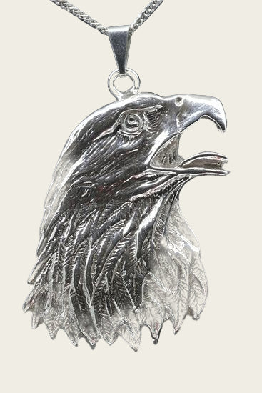 Zilveren Arend kop ketting hanger - XL blank