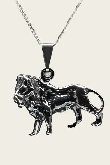 Silver Lion Necklace Pendant - Large