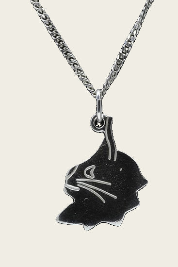 Zilveren Poezenkop ketting hanger