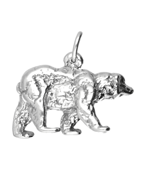 Silver Bear Solid Necklace Pendant