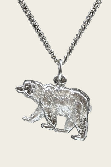 Silver Bear Solid Necklace Pendant