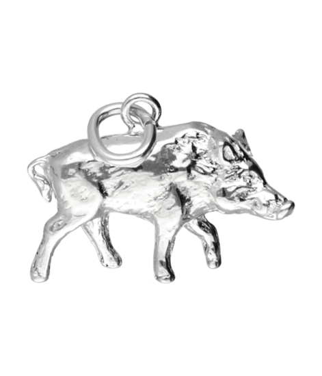 Silver Boar Medium Chain Pendant