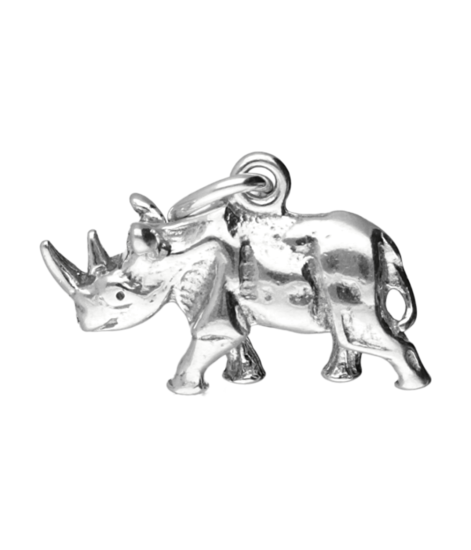 Zilveren Neushoorn middel ketting hanger