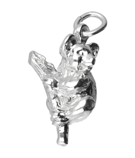 Zilveren Koala beer op tak ketting hanger