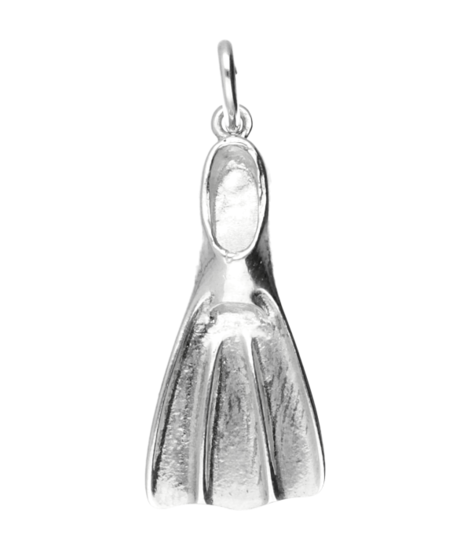 Silver Swimming Fin Large Necklace Pendant