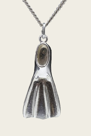 Silver Swimming Fin Large Necklace Pendant