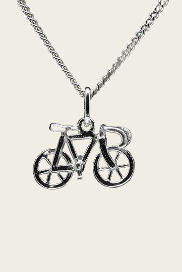 Zilveren Racefiets ketting hanger - klein