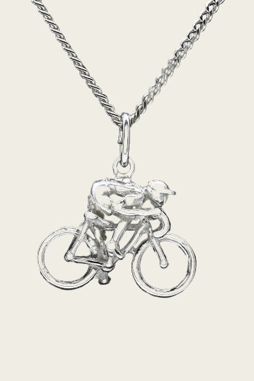 Zilveren Wielrenner ketting hanger