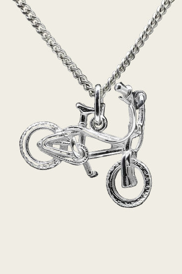 Zilveren Crossfiets ketting hanger