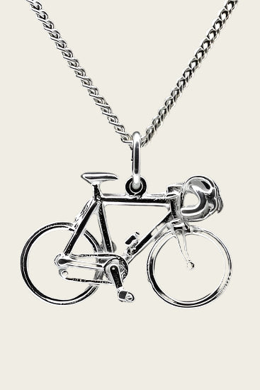 Zilveren Racefiets ketting hanger - groot