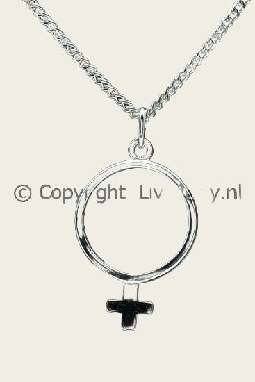 Zilveren Vrouwenteken ketting hanger - groot