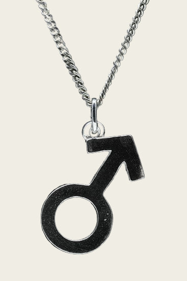 Zilveren Mannen teken ketting hanger - massief
