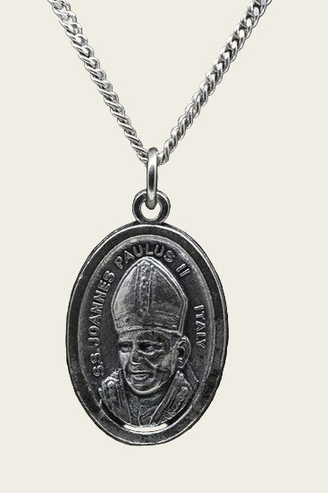 Zilveren Paus Johannes Paulus II ketting hanger