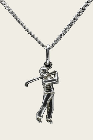 Zilveren Golfspeler ketting hanger