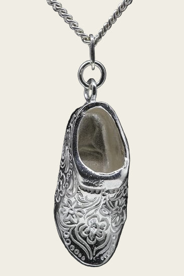Zilveren Klomp ketting hanger - bewerkt zwaar