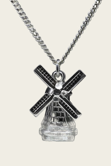 Silver Stellingmolen necklace pendant - round