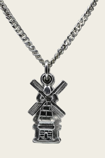 Zilveren Stellingmolen ketting hanger - zeskant