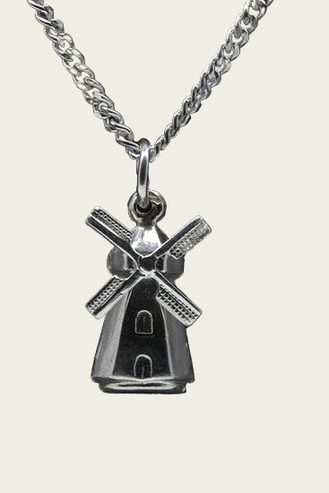 Zilveren Molen grondzeiler ketting hanger