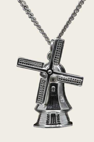 Zilveren Stellingmolen ketting hanger - achtkant middel