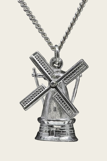 Zilveren Stellingmolen ketting hanger - rond massief