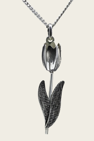 Zilveren Tulp ketting hanger