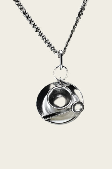 Zilveren Kop en schotel ketting hanger