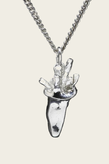 Zilveren Zak frites patat ketting hanger