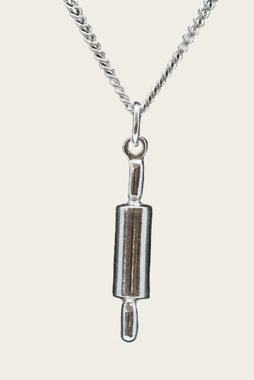 Zilveren Deegroller ketting hanger