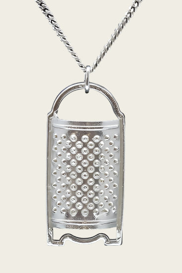 Zilveren Kaas rasp ketting hanger